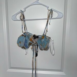Lulu's Blue and Brown Floral Top and Maxi Skirt Set